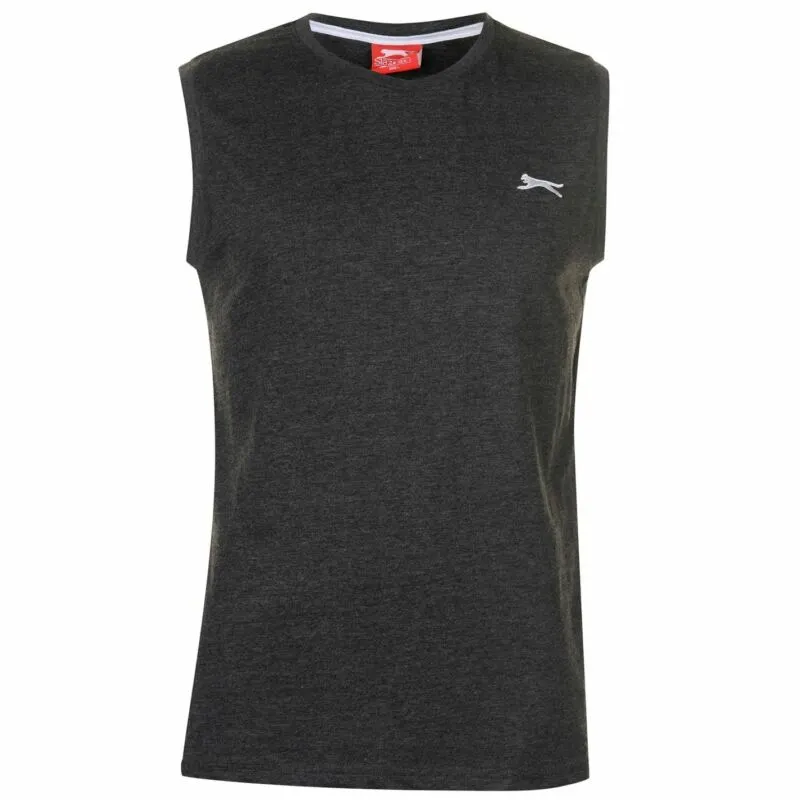 Slazenger Mens Sleeveless T Shirt Tee Top Round Neck Cotton