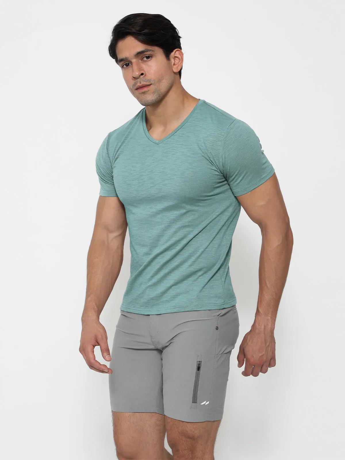 Slub V-neck T-shirt Forest