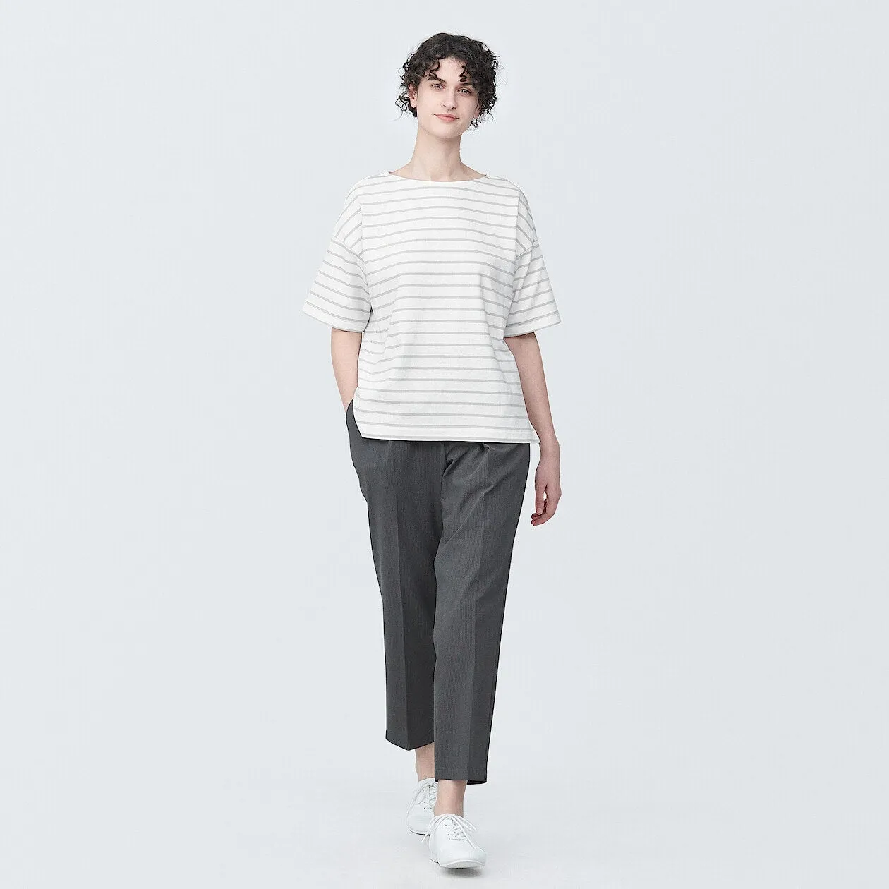 Striped Boatneck Short Sleeve T-Shirt