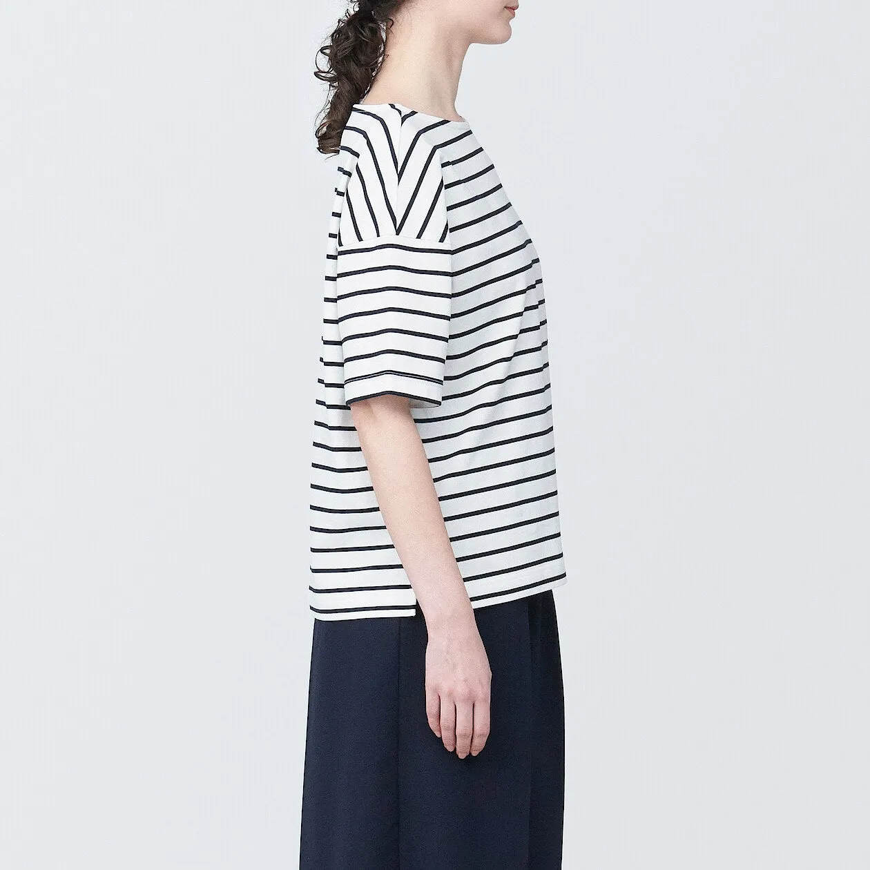 Striped Boatneck Short Sleeve T-Shirt