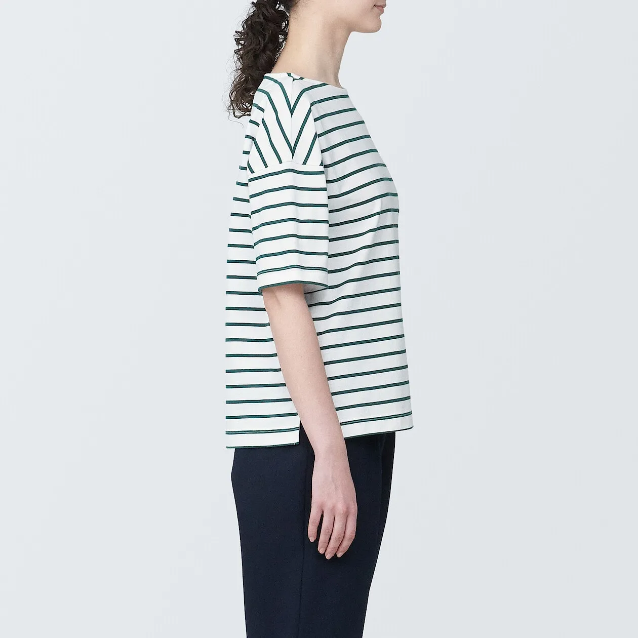 Striped Boatneck Short Sleeve T-Shirt