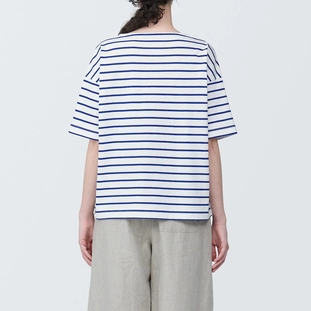 Striped Boatneck Short Sleeve T-Shirt