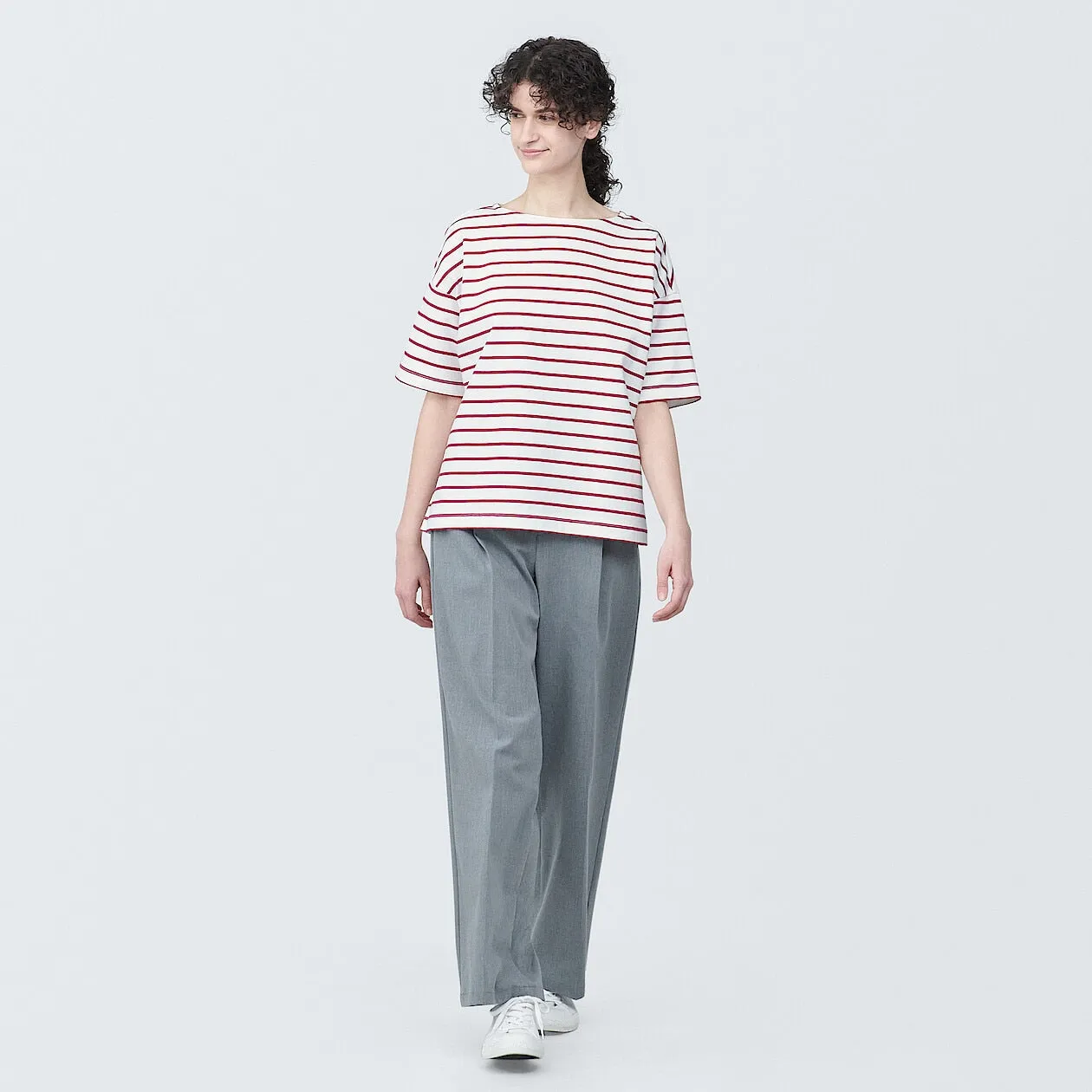 Striped Boatneck Short Sleeve T-Shirt