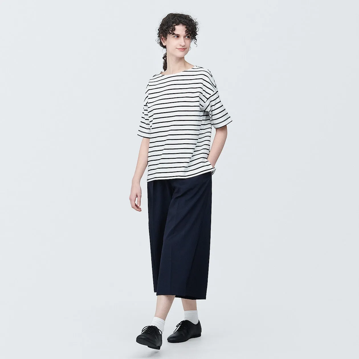 Striped Boatneck Short Sleeve T-Shirt