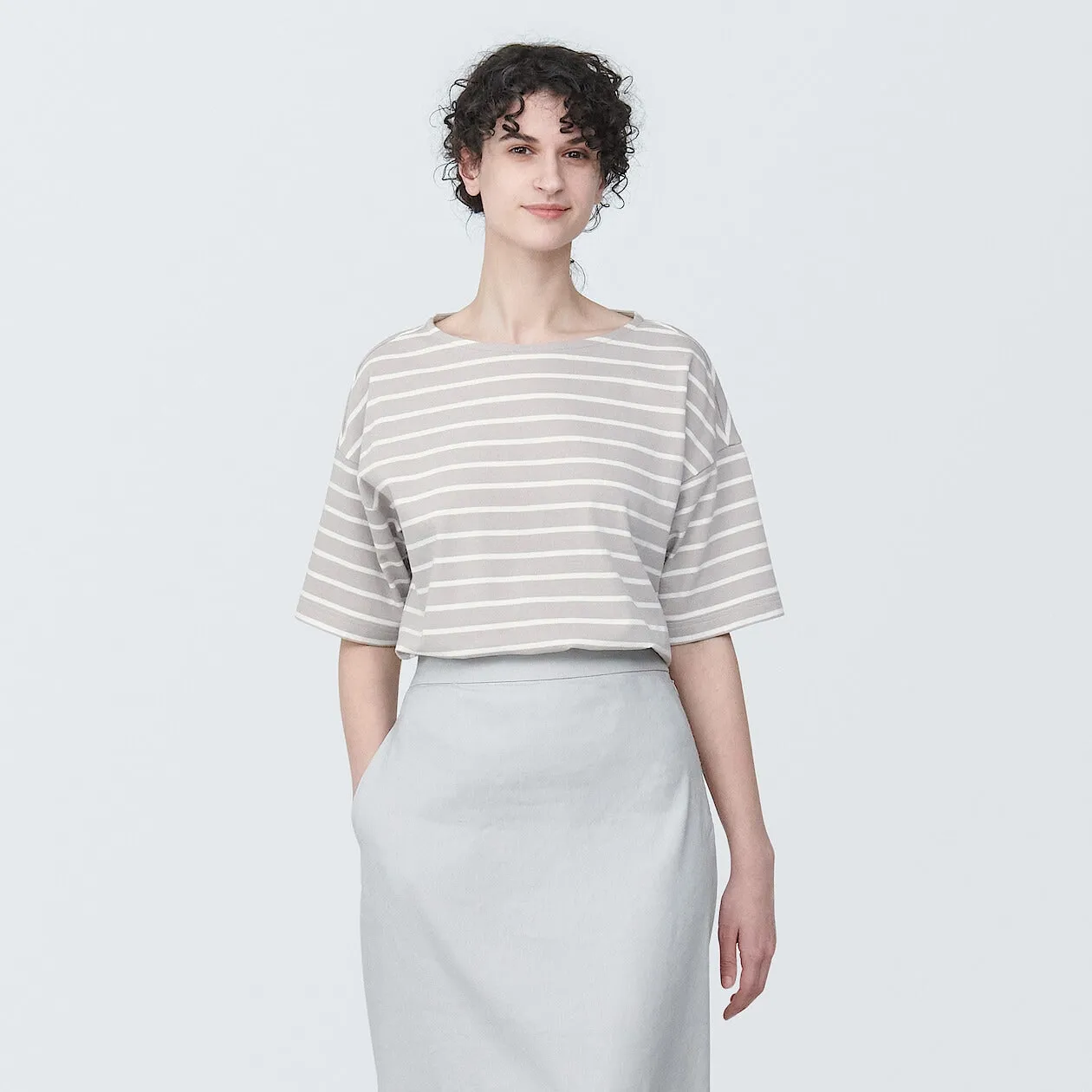 Striped Boatneck Short Sleeve T-Shirt