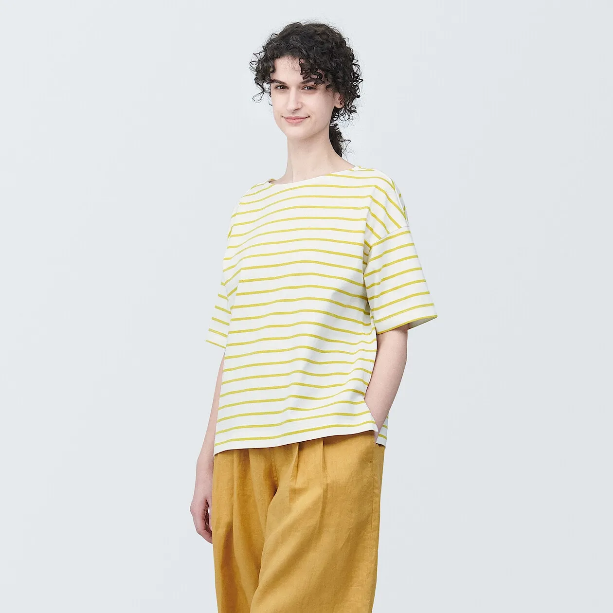 Striped Boatneck Short Sleeve T-Shirt