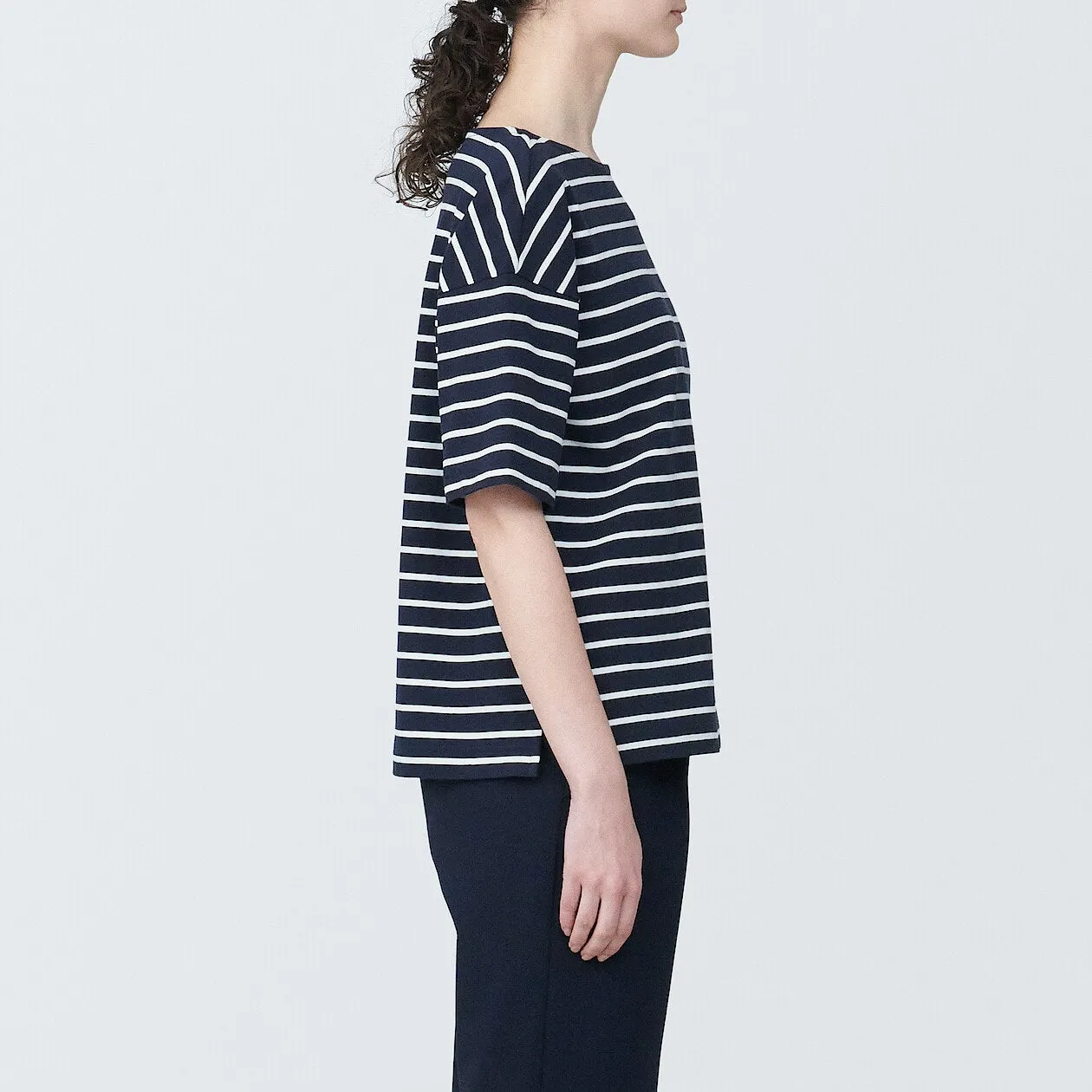 Striped Boatneck Short Sleeve T-Shirt