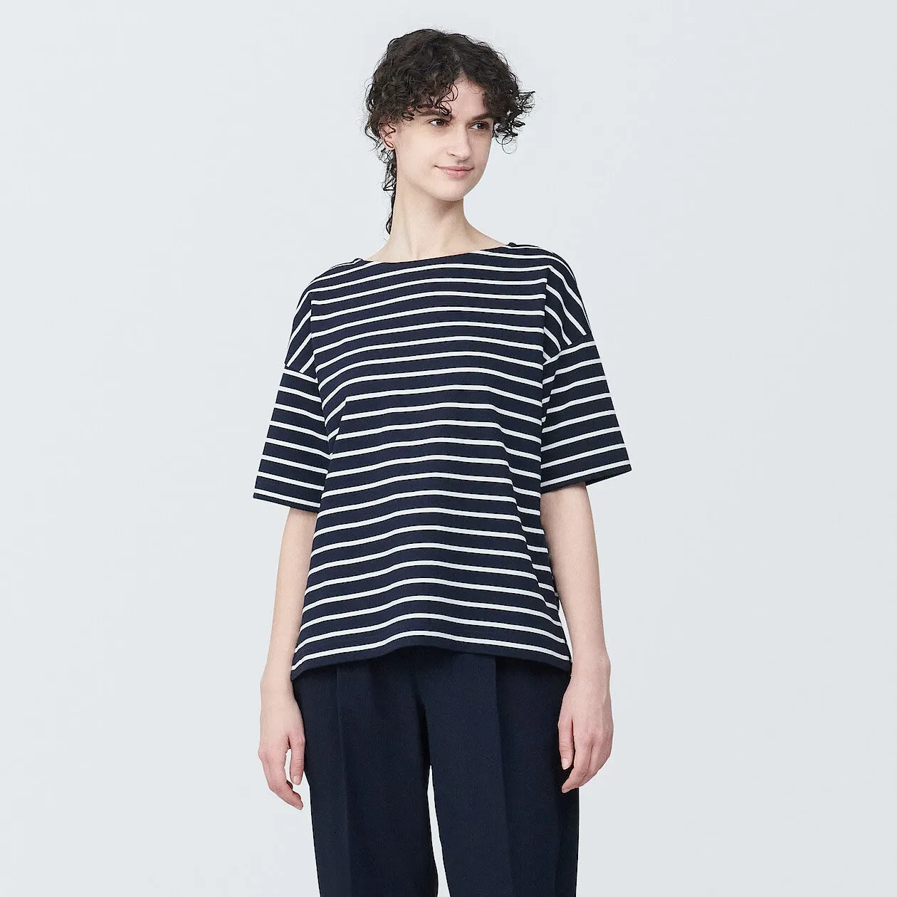 Striped Boatneck Short Sleeve T-Shirt