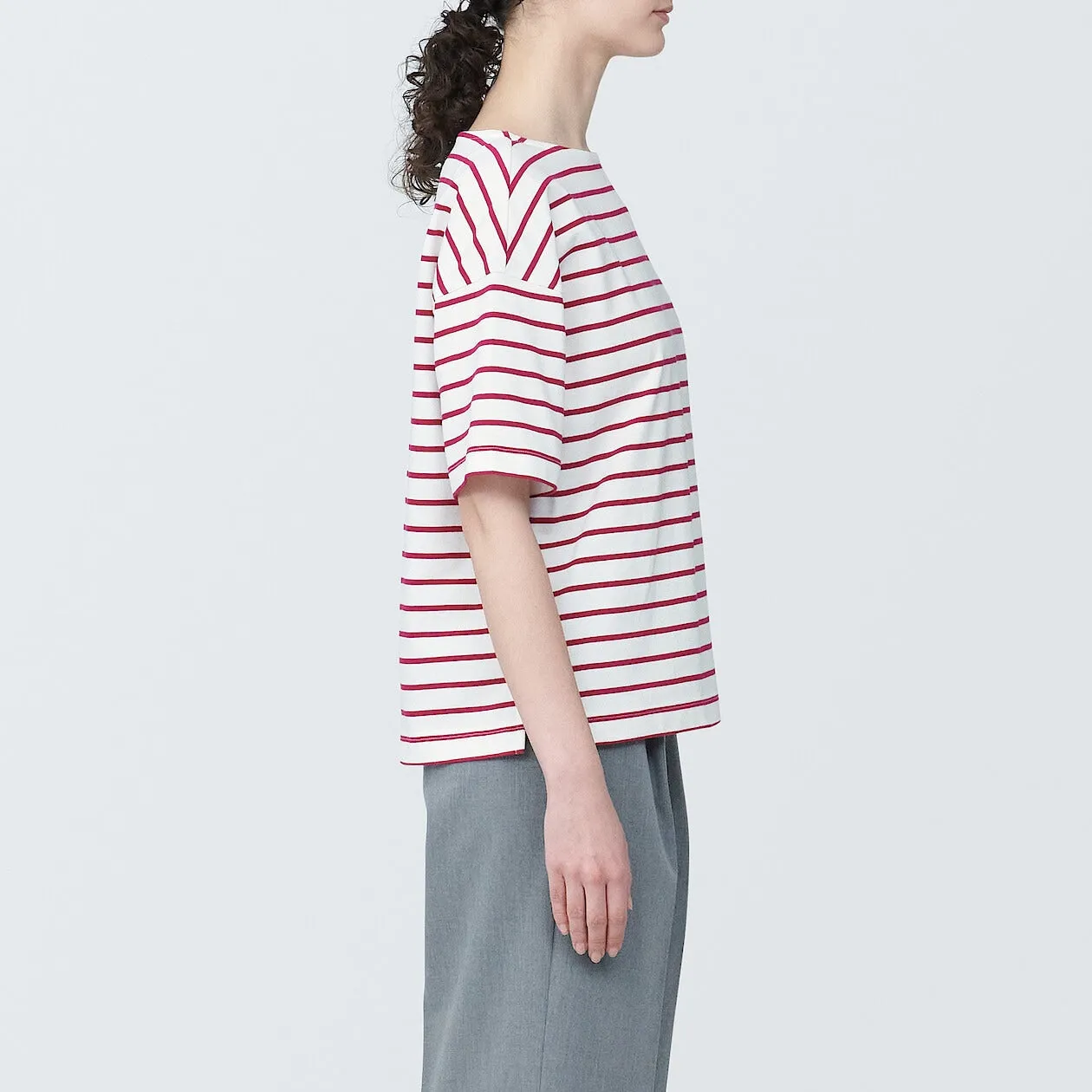 Striped Boatneck Short Sleeve T-Shirt