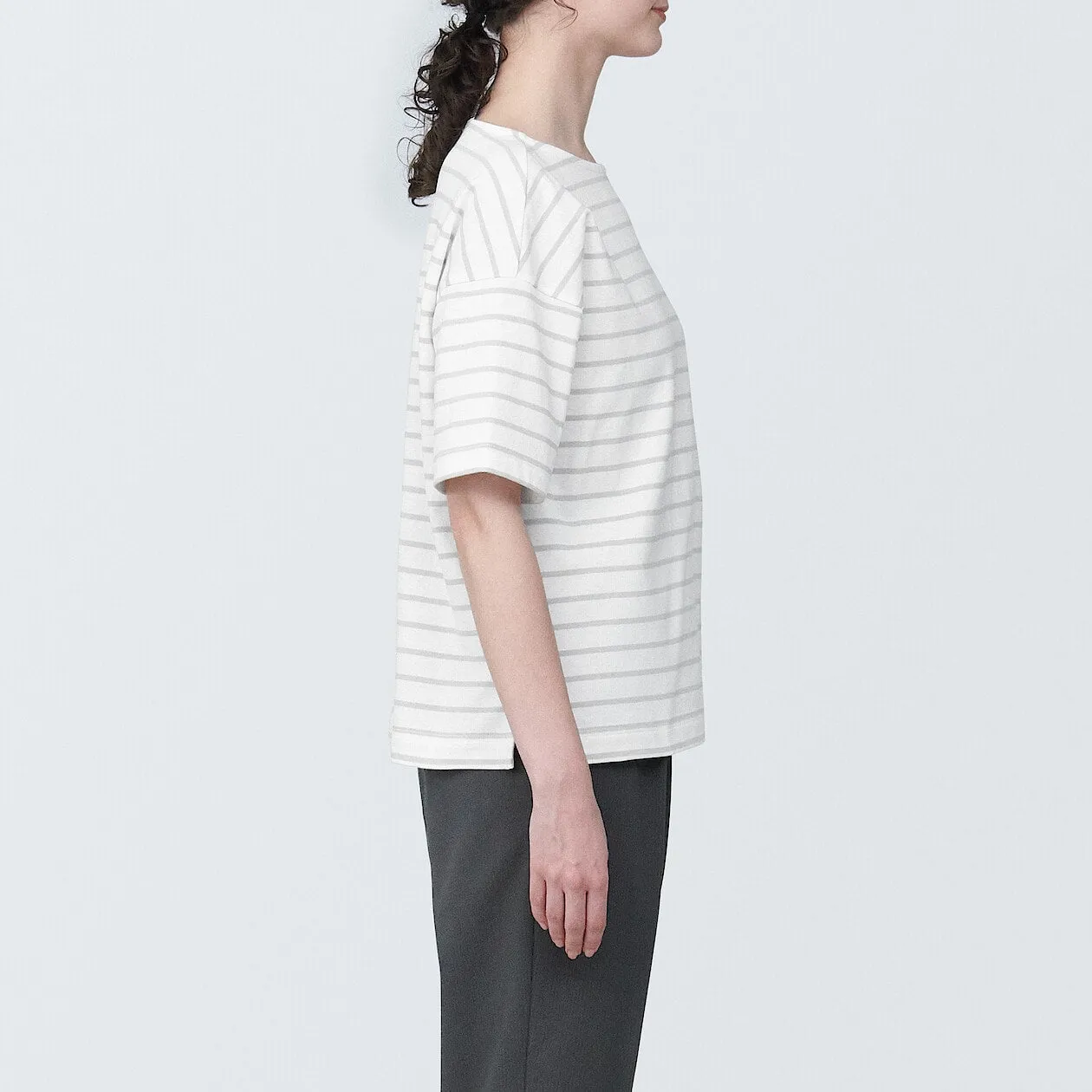 Striped Boatneck Short Sleeve T-Shirt