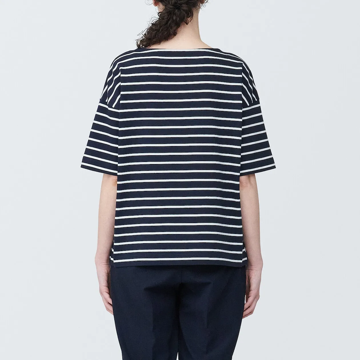 Striped Boatneck Short Sleeve T-Shirt