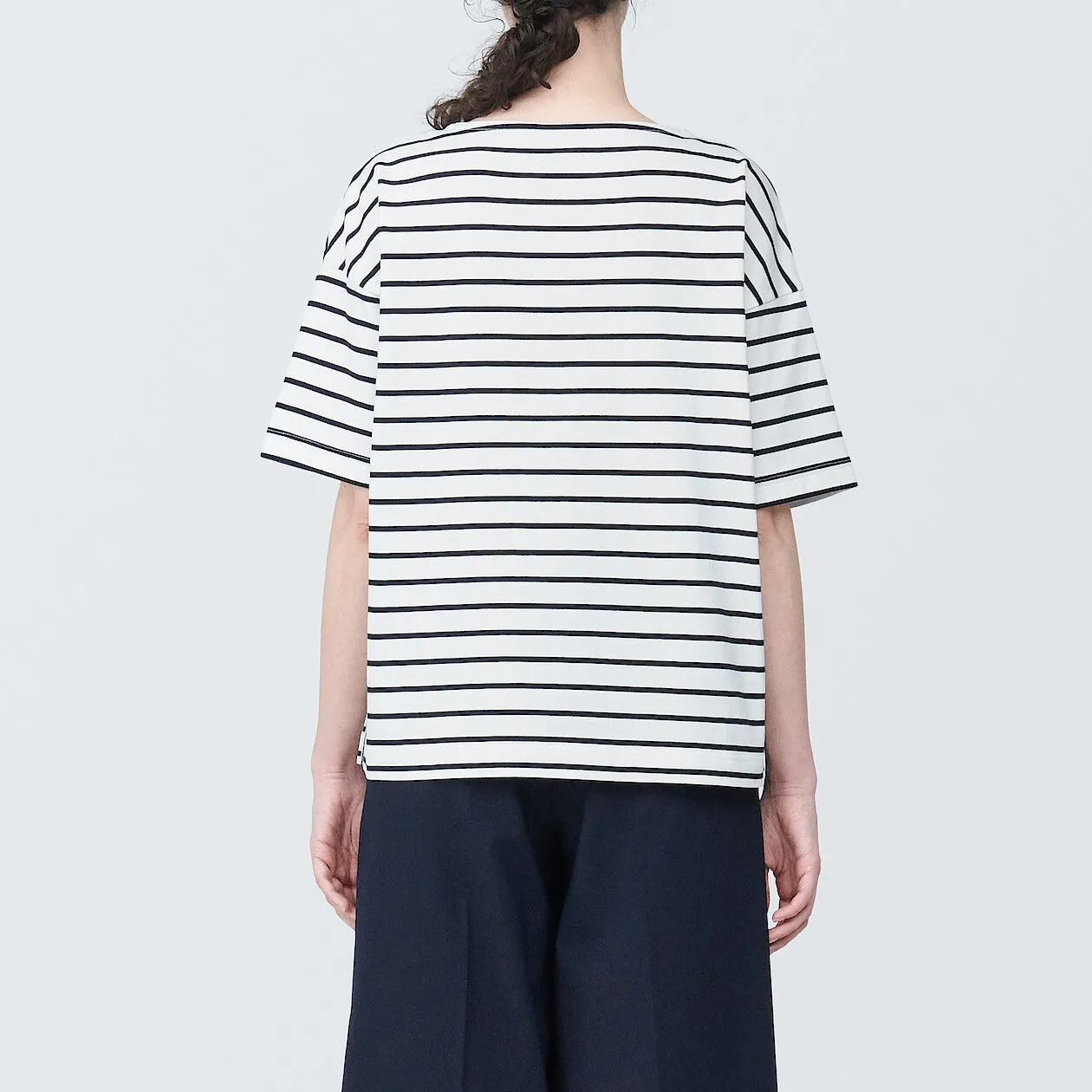 Striped Boatneck Short Sleeve T-Shirt