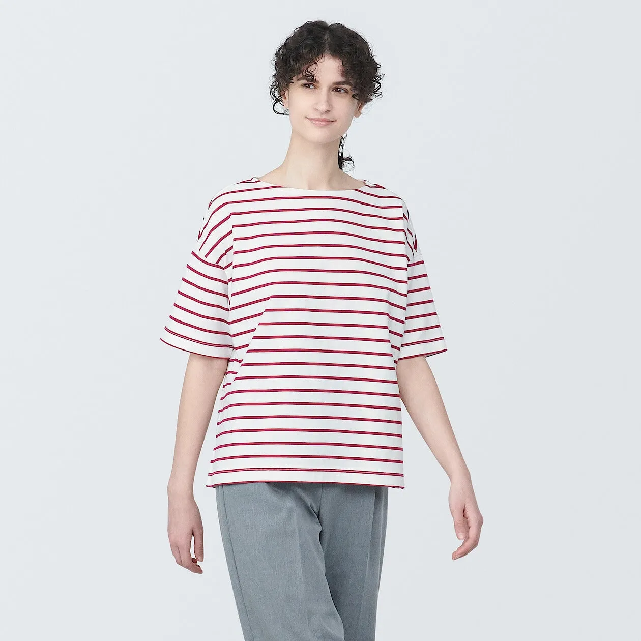 Striped Boatneck Short Sleeve T-Shirt