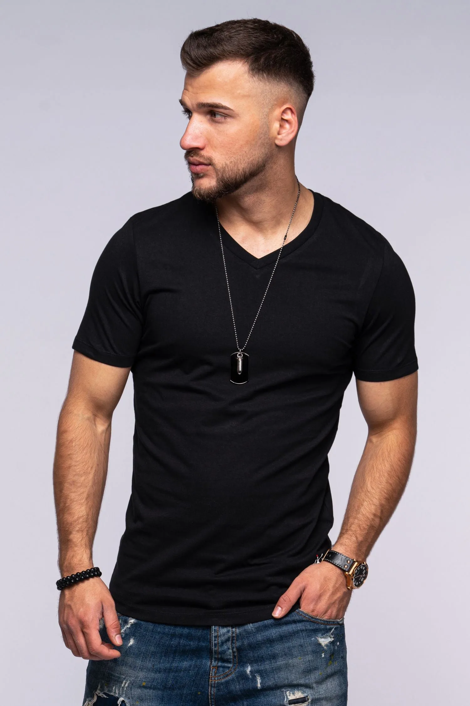 T-Shirt INFINITY V-Neck schwarz