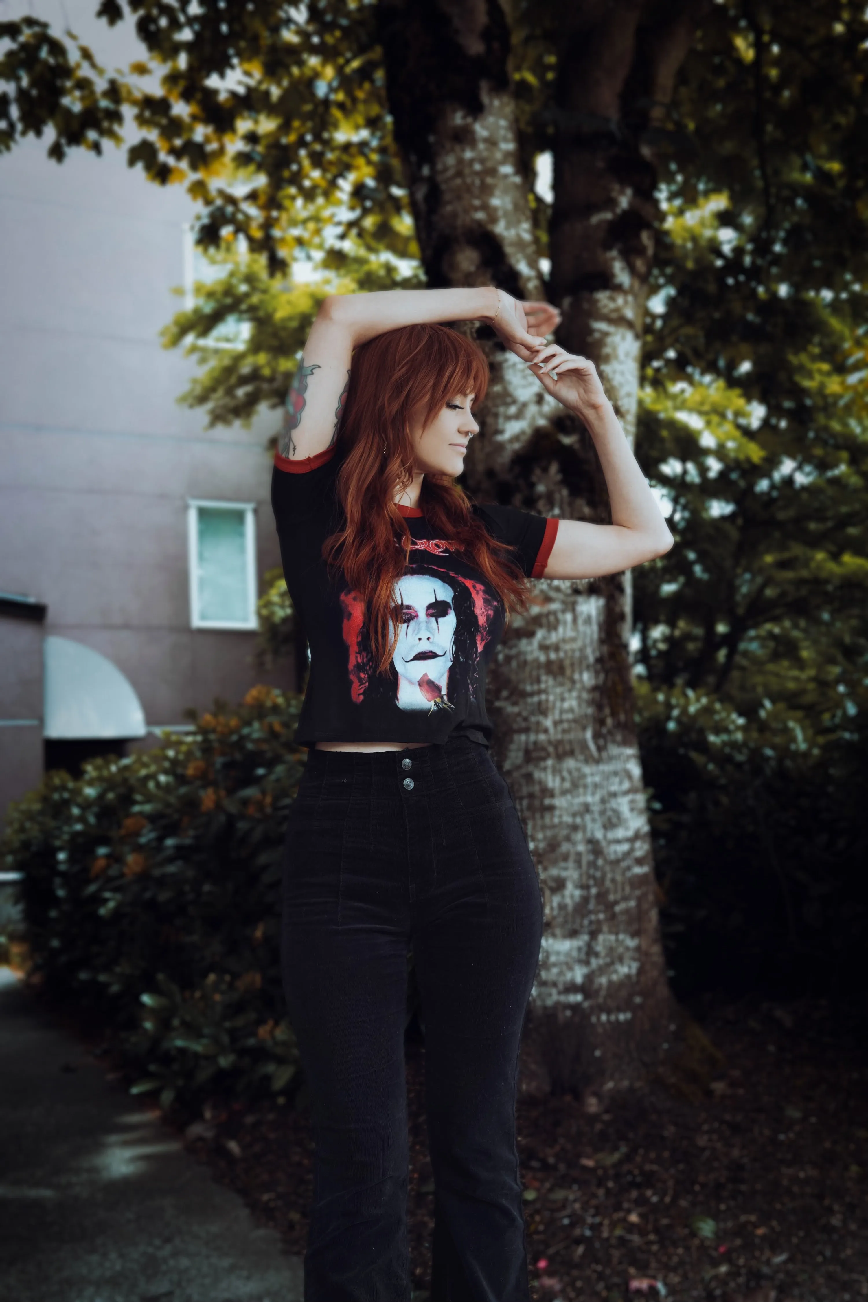 The Crow Ringer Tee (Red Heart)