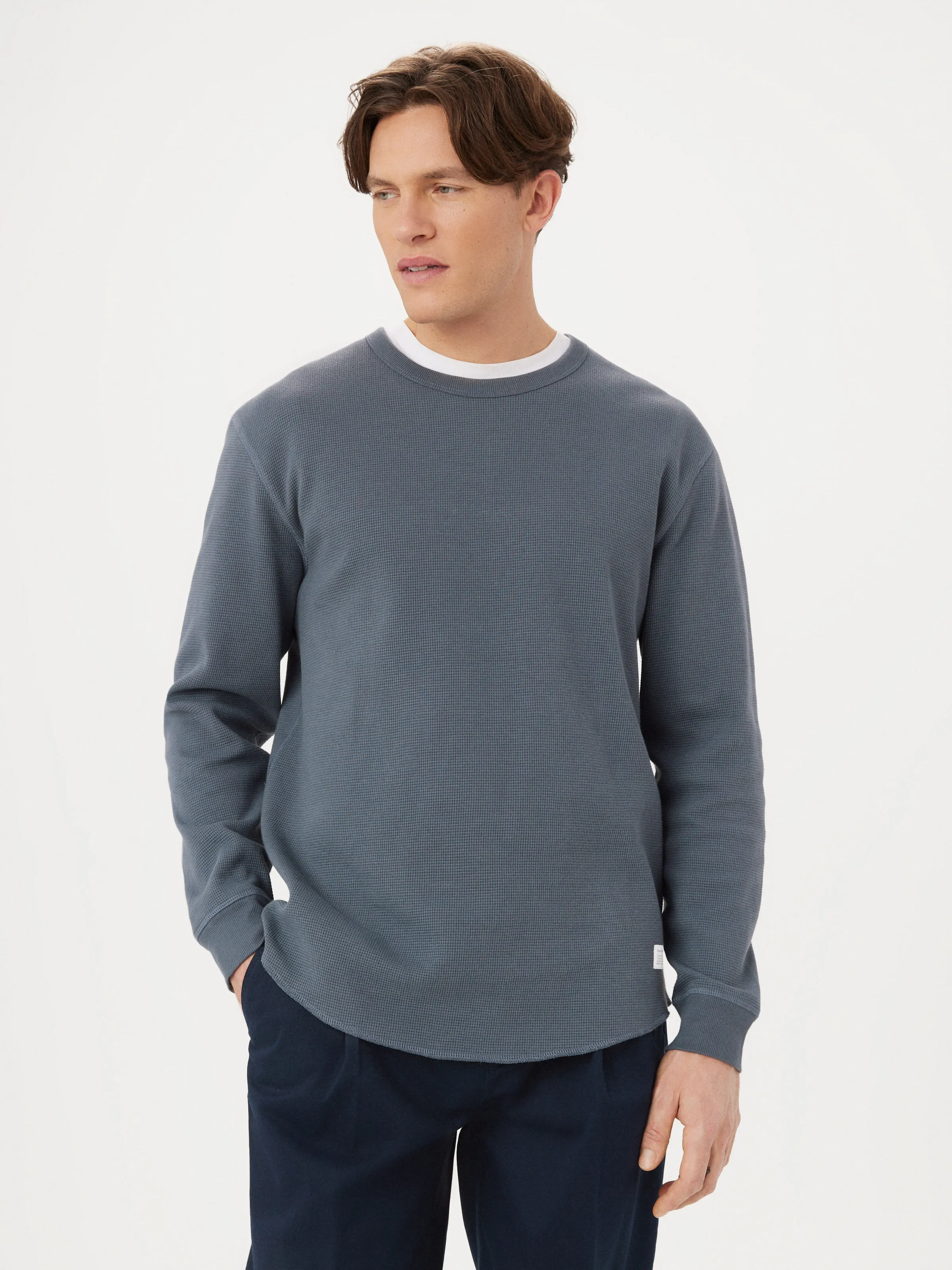 The Long Sleeve Waffle T-Shirt in Dark Grey