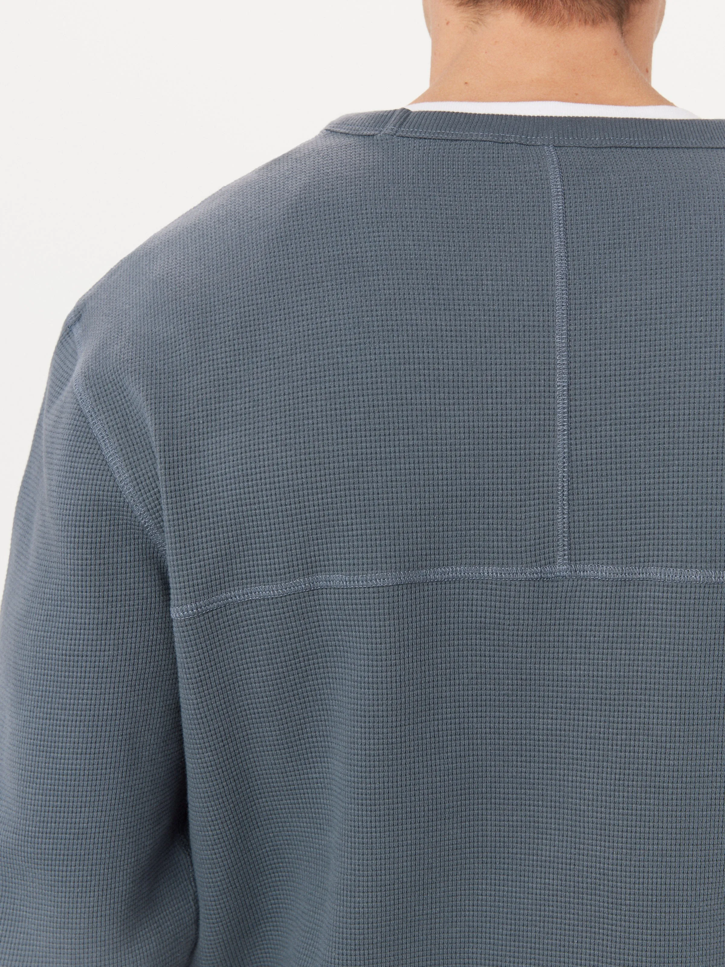 The Long Sleeve Waffle T-Shirt in Dark Grey