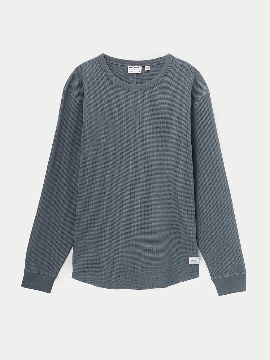 The Long Sleeve Waffle T-Shirt in Dark Grey