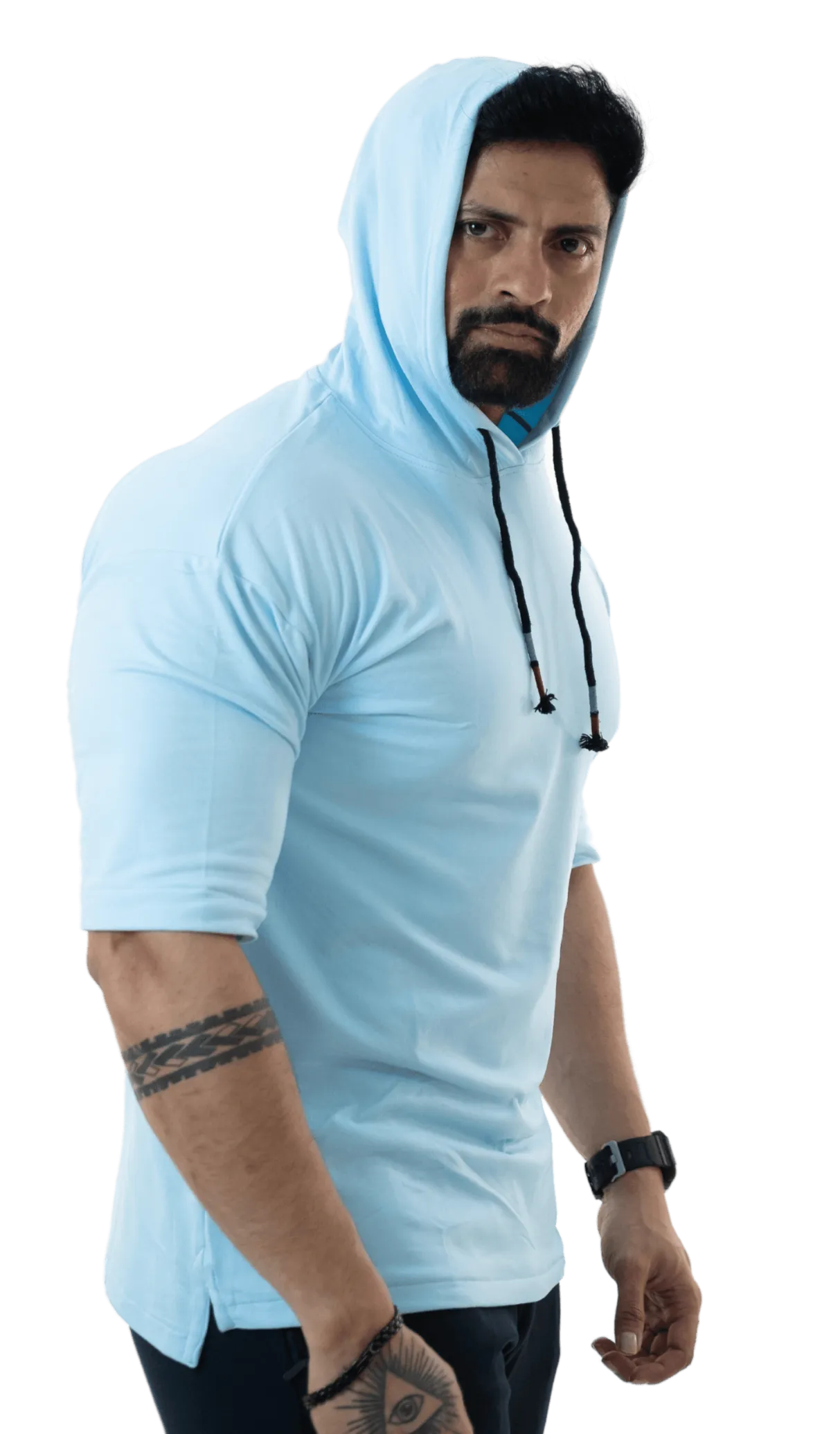 THiNK Men's Blue Drop Sleeves Hoodie