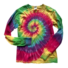 Tie Dye Long Sleeve Crewneck T-Shirt - S Gildan Heavy Cotton