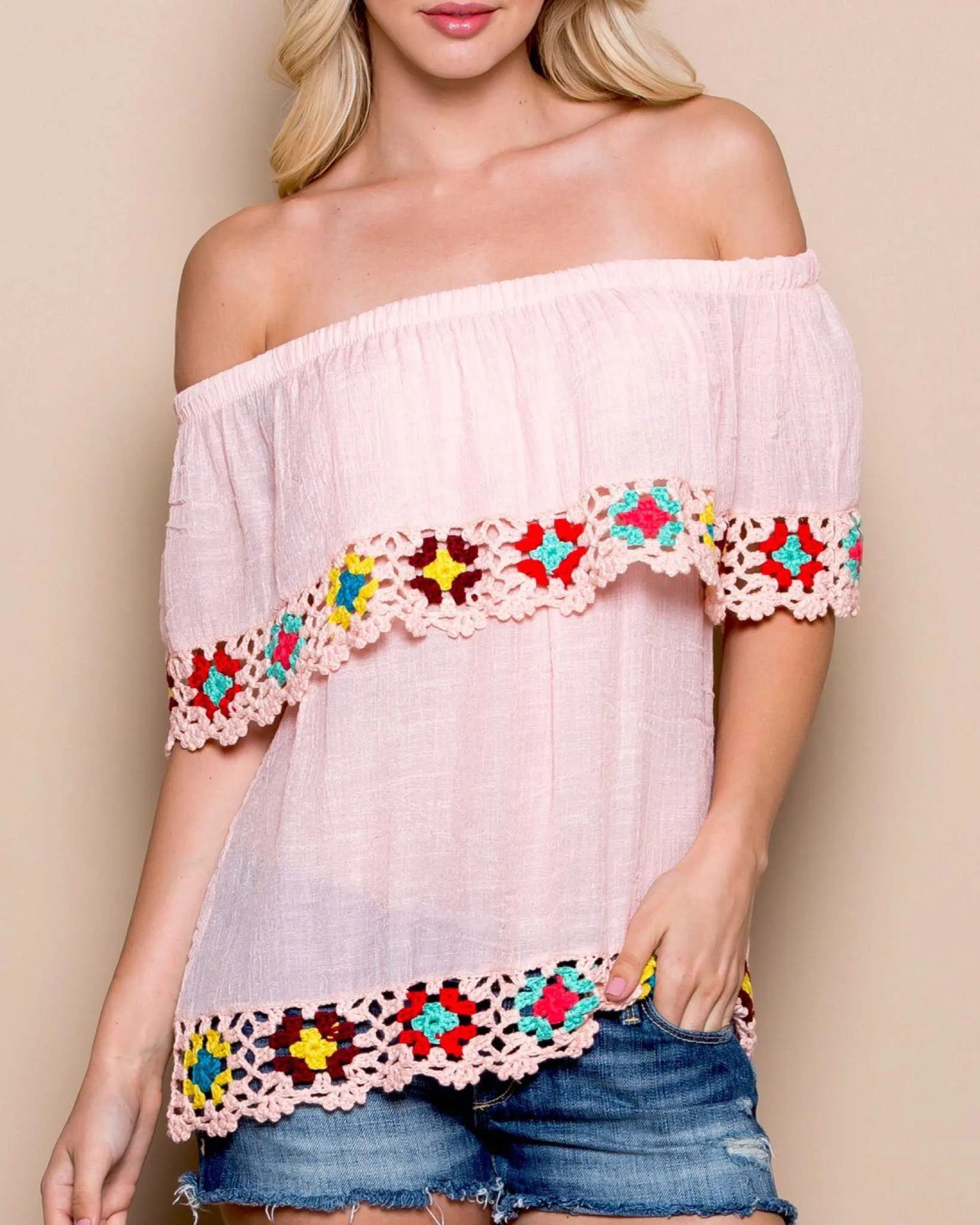 White Beach Baby Crochet Off The Shoulder Top