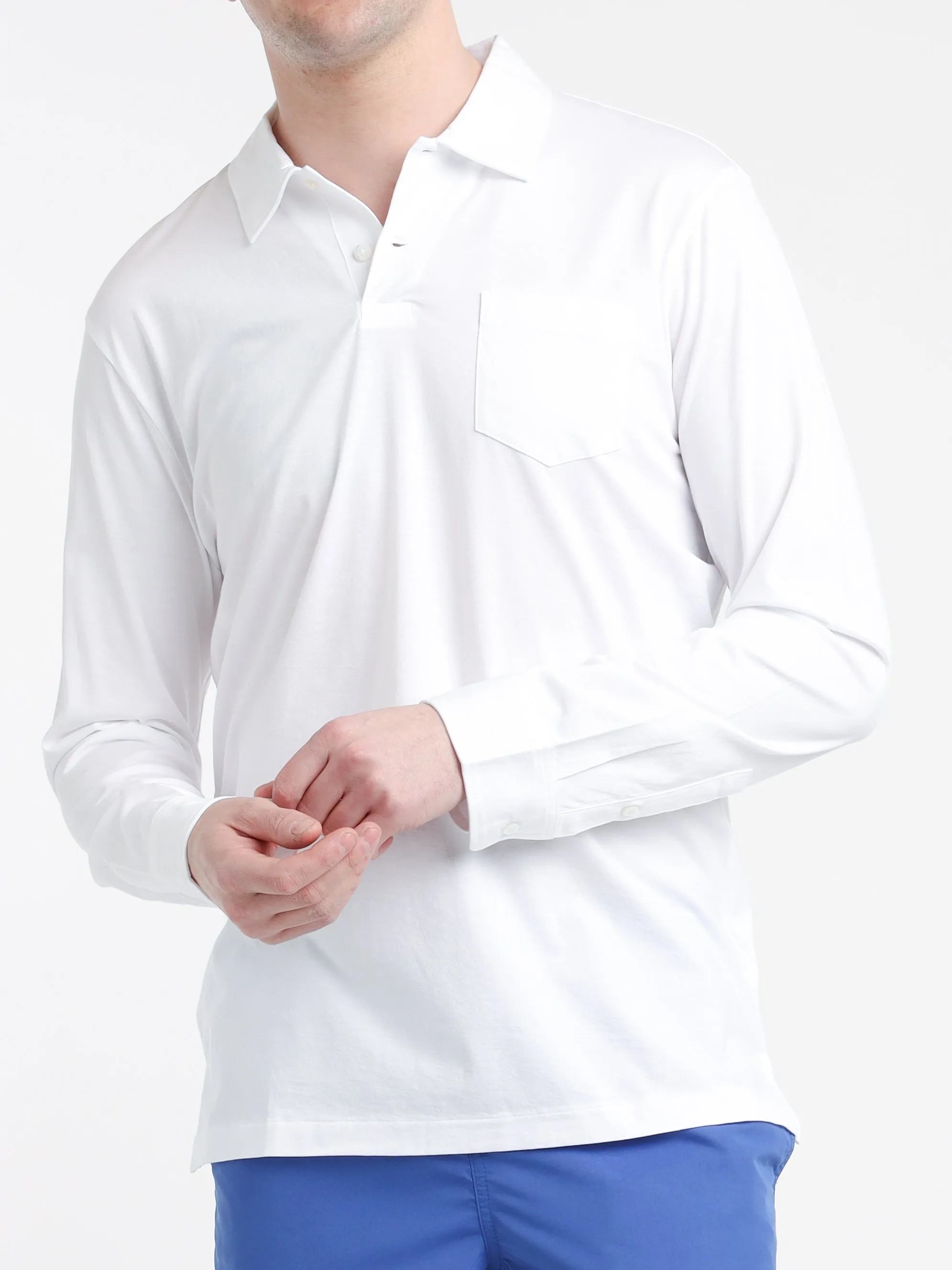 White Lisle Pocket Polo Shirt