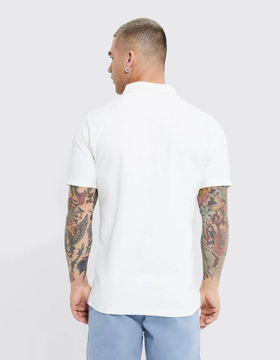 White Rose Graphic Front Printed Polo T-shirt