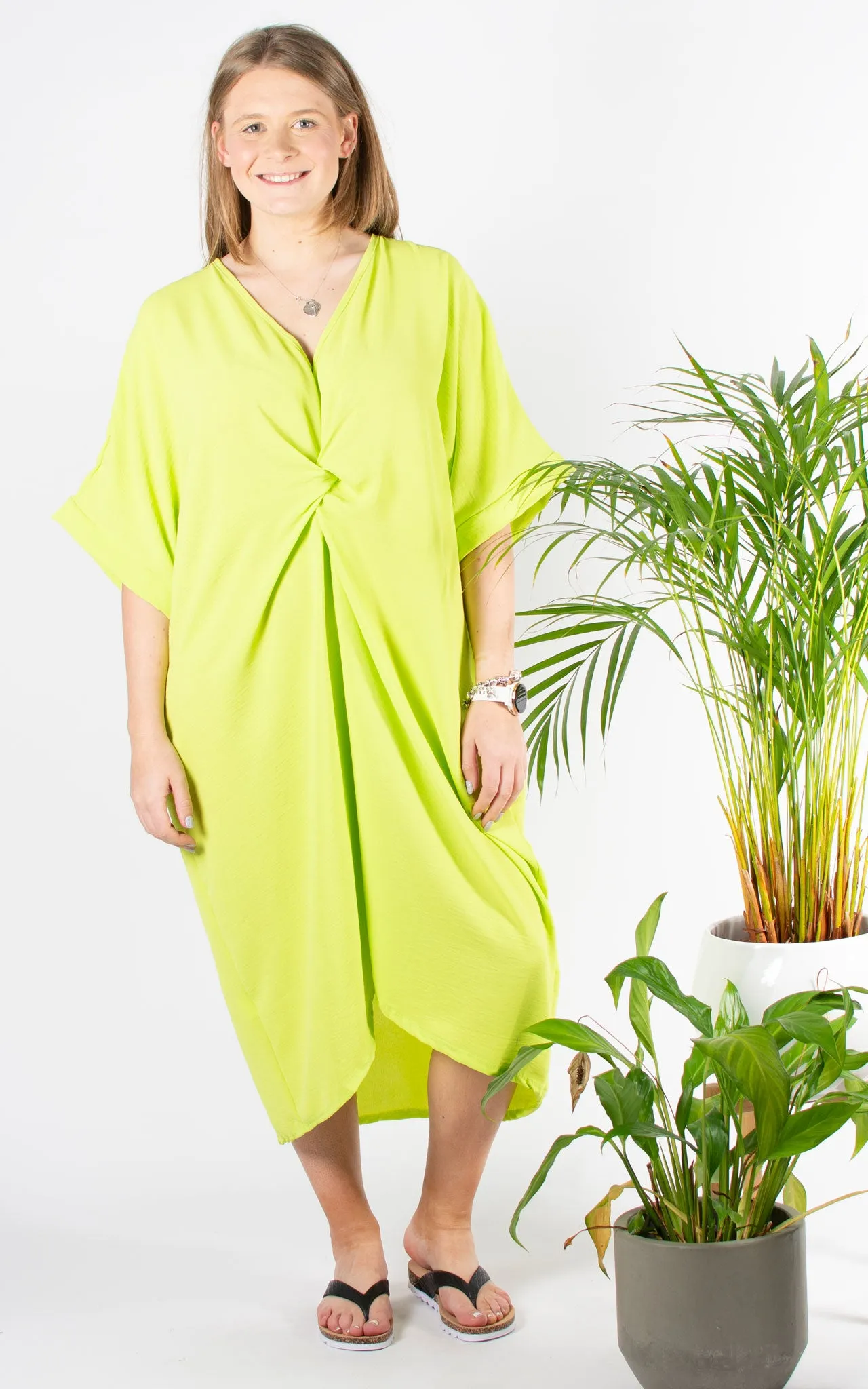 Whoopi V-neck Dress | Lime