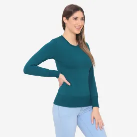 Women's Plain Round Neck Full Sleeve Sweatshirt - Atlantic Deep